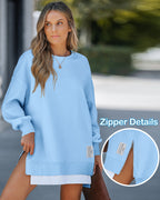 Drop-Shoulder Slit Zip Sweatshirt — Noélla Montréal