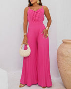 Backless Shirred Wide-Leg Jumpsuit