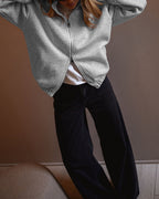 Drop-Shoulder Pocket Zip Sweatshirt