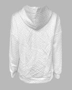 Textured Snap-Button Drawstring Hoodie