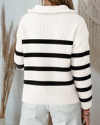 Colorblock Striped Half-Zip Sweater