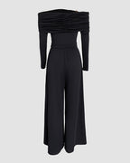 Off-Shoulder Ruched Wide-Leg Jumpsuit