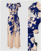 Floral Off-Shoulder V-Neck Jumpsuit