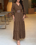 Floral Puff-Sleeve V-Neck Maxi Dress — Noélla Montréal