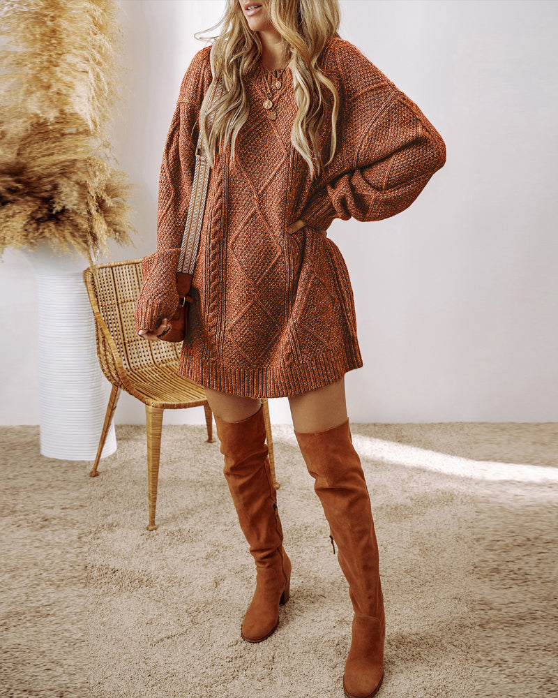 Cable-Knit Drop-Shoulder Sweater