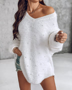 Beaded V-Neck Sweater
