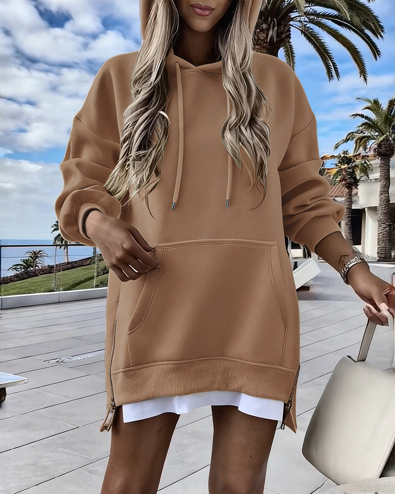 Drawstring Pocket Slit Hoodie — Noélla Montréal