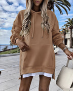 Drawstring Pocket Slit Hoodie — Noélla Montréal