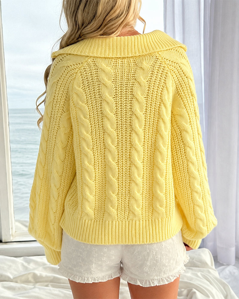 Cable-Knit Half-Zip Sweater