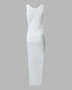 Ribbed Ruched Drawstring Maxi Dress