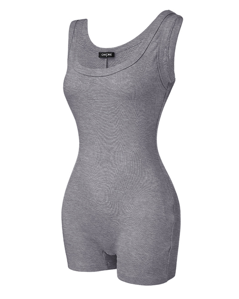 Ribbed U-Neck Romper
