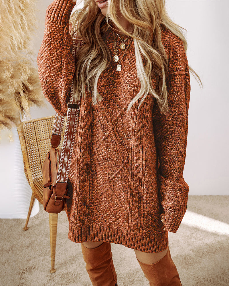 Cable-Knit Drop-Shoulder Sweater
