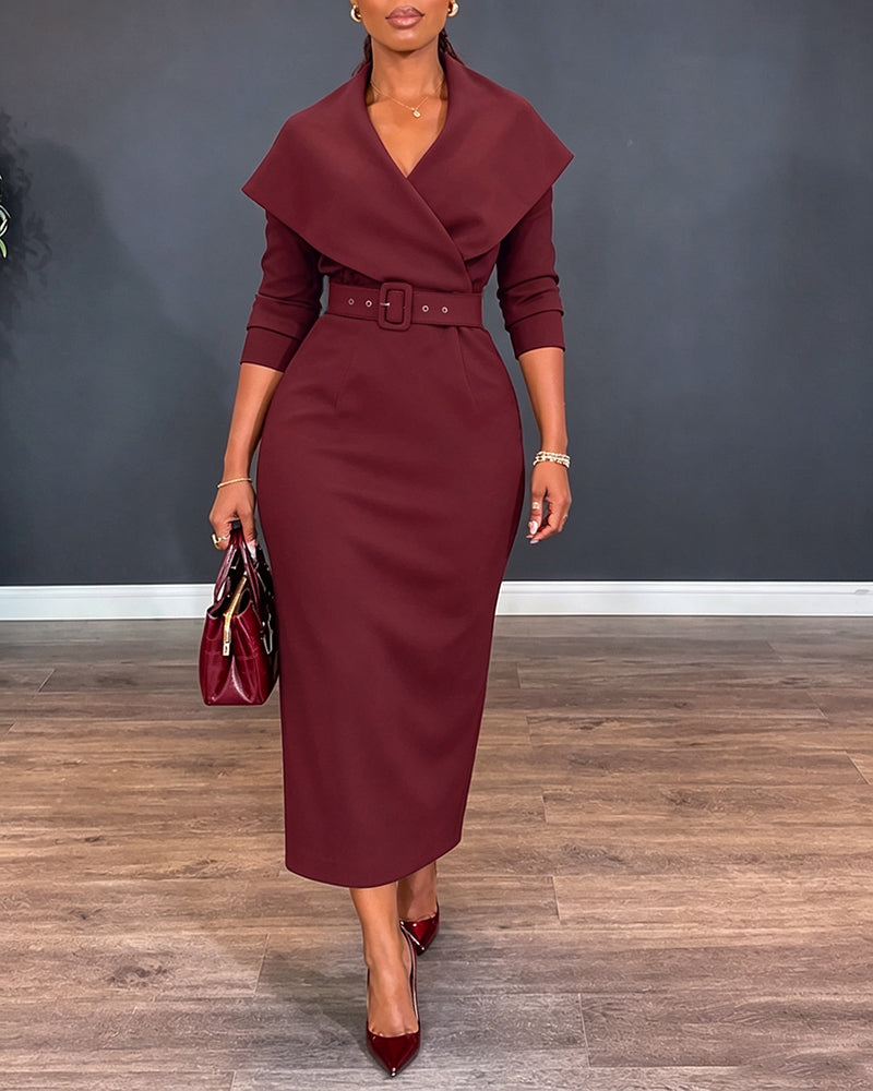 V-Neck Wrap Slit Midi Dress — Noélla Montréal