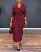 V-Neck Wrap Slit Midi Dress — Noélla Montréal