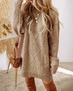 Cable-Knit Drop-Shoulder Sweater