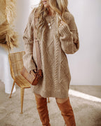 Cable-Knit Drop-Shoulder Sweater