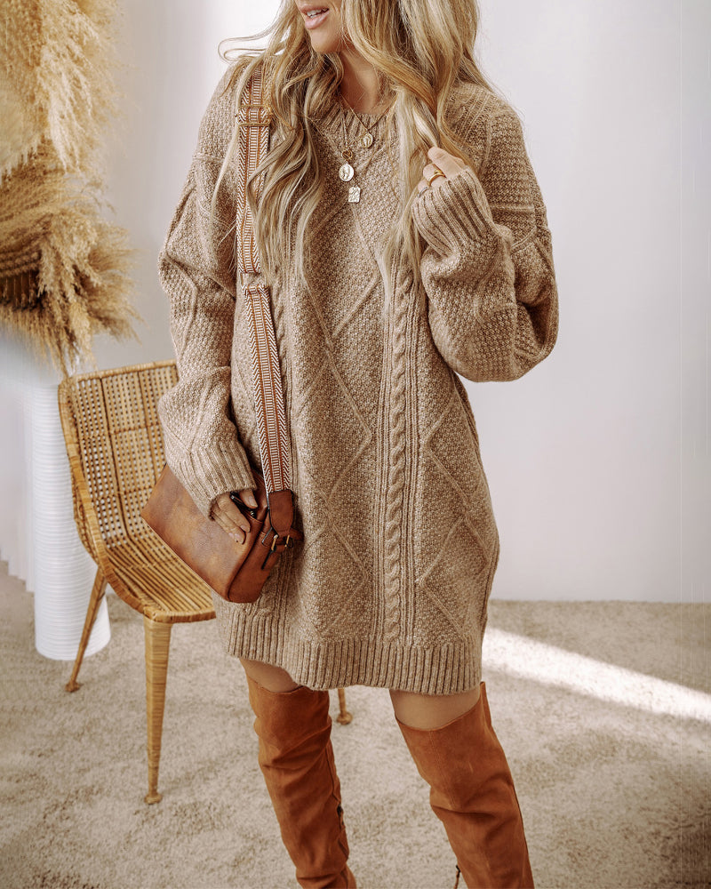 Cable-Knit Drop-Shoulder Sweater