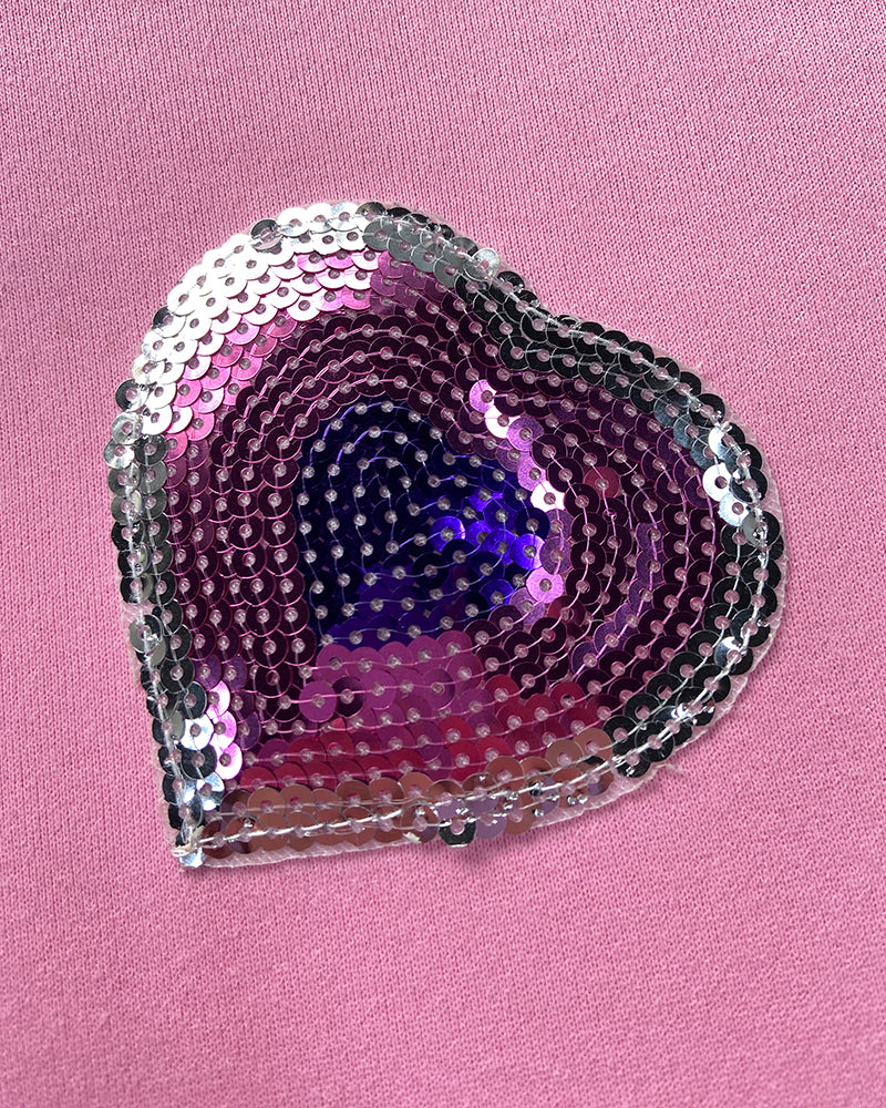 Heart Sequin Contrast Top