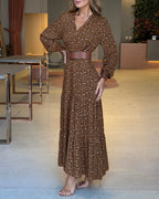 Floral Puff-Sleeve V-Neck Maxi Dress — Noélla Montréal