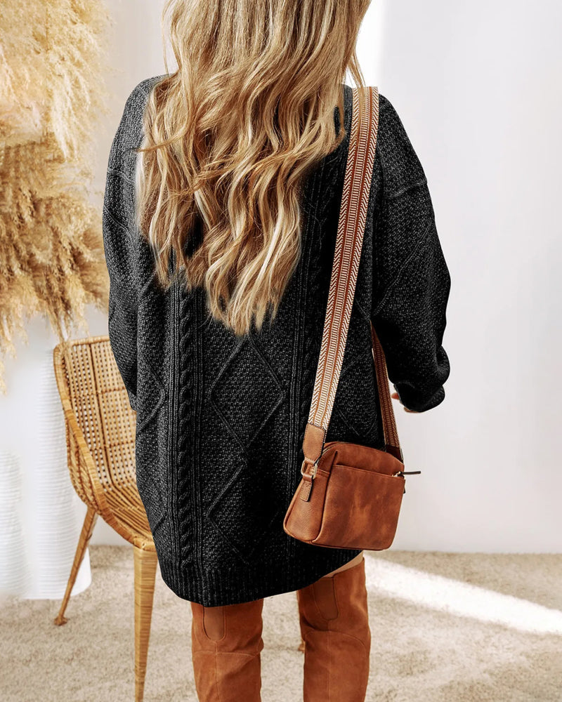 Cable-Knit Drop-Shoulder Sweater