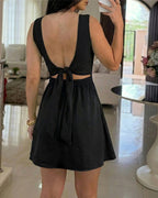 Textured Square-Neck Backless Romper