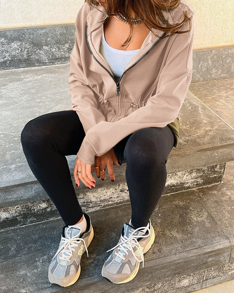 Hooded Drawstring Pocket Cardigan — Noélla Montréal