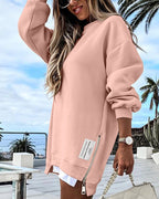 Drop-Shoulder Slit Zip Sweatshirt — Noélla Montréal