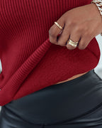 Beaded High-Neck Cutout Sweater