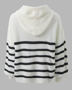 Striped Lantern-Sleeve Hooded Sweater — Noélla Montréal