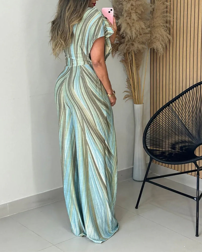 Colorblock Abstract-Print One-Shoulder Jumpsuit