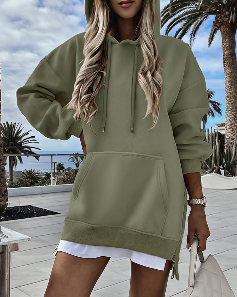 Drawstring Pocket Slit Hoodie — Noélla Montréal