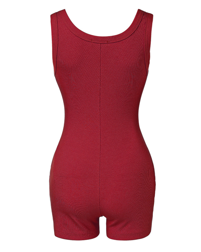 Ribbed U-Neck Romper
