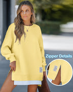 Drop-Shoulder Slit Zip Sweatshirt — Noélla Montréal