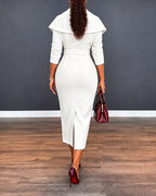 V-Neck Wrap Slit Midi Dress — Noélla Montréal