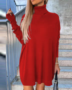 High-Neck Sweater Dress