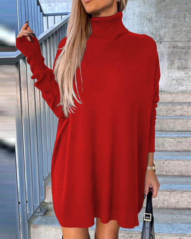 High-Neck Sweater Dress