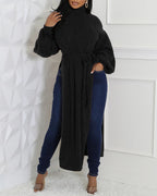 Textured Lantern-Sleeve High-Neck Sweater — Noélla Montréal