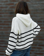 Striped Lantern-Sleeve Hooded Sweater — Noélla Montréal