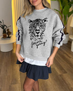 Leopard Graphic Contrast Sweatshirt