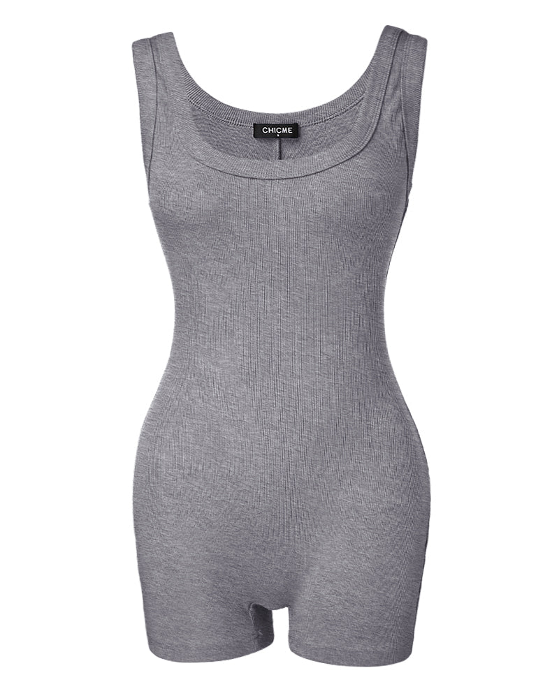 Ribbed U-Neck Romper