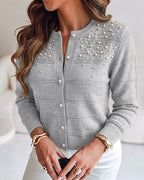 Beaded Pearl Cutout Cardigan