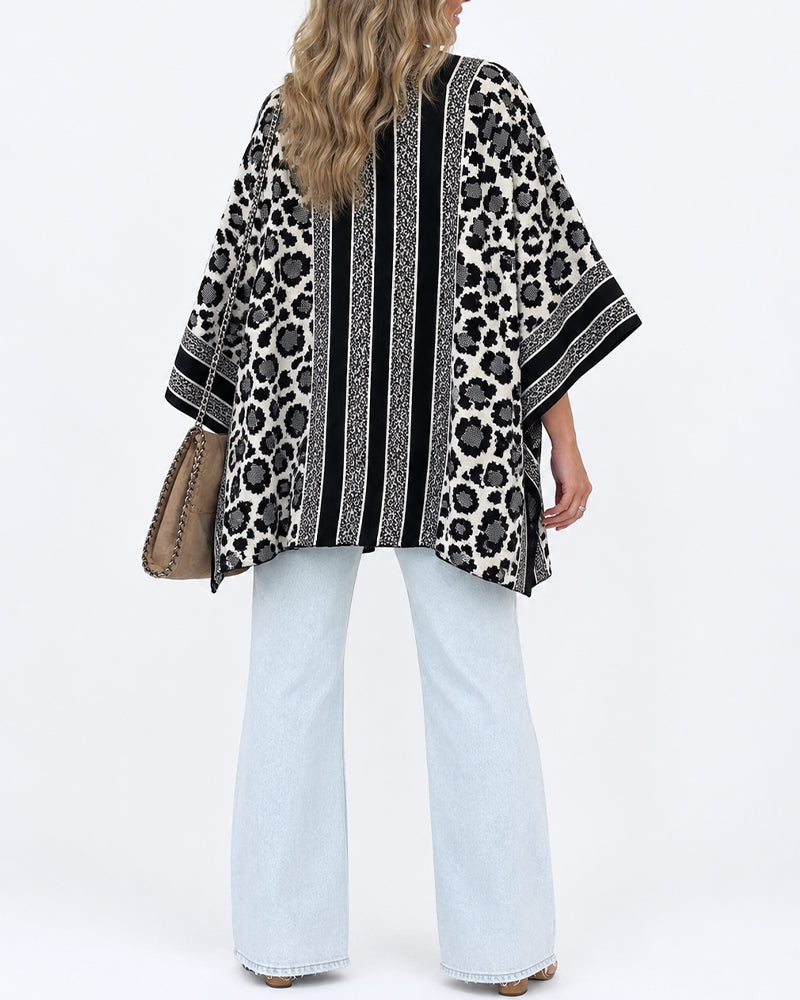 Striped Leopard Contrast Cardigan — Noélla Montréal