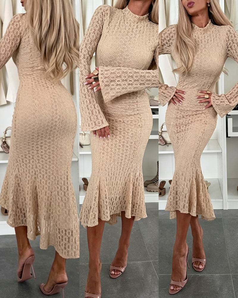 Lace Mock-Neck Mermaid Dress — Noélla Montréal