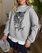Leopard Graphic Contrast Sweatshirt