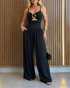 Backless Wide-Leg Cutout Romper