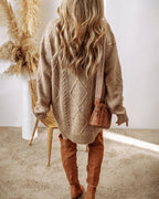 Cable-Knit Drop-Shoulder Sweater