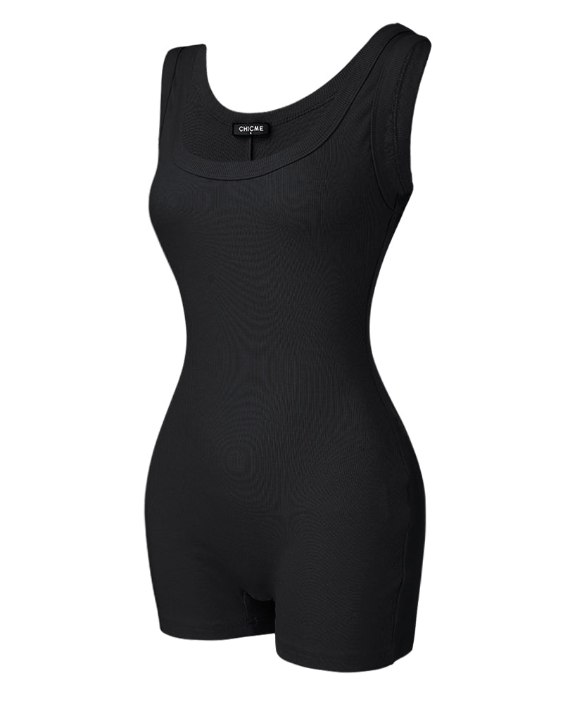 Ribbed U-Neck Romper
