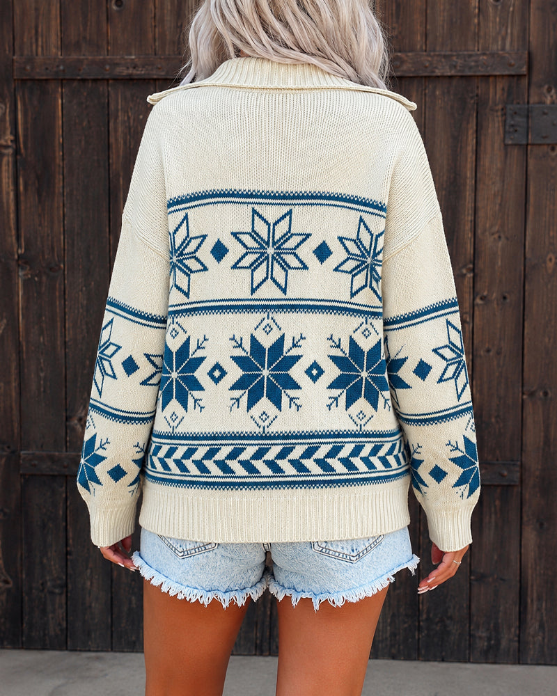 Half-Zip Drop-Shoulder Sweater