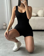 Ribbed U-Neck Romper