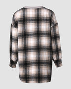 Plaid Drop-Shoulder Slit Sweatshirt